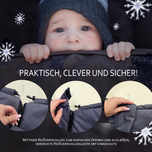 BAMBINIWELT Winterfußsack in Mumienform für Kinderwagen und Buggy, 110cm, Wolle, Design UNI